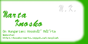 marta knosko business card